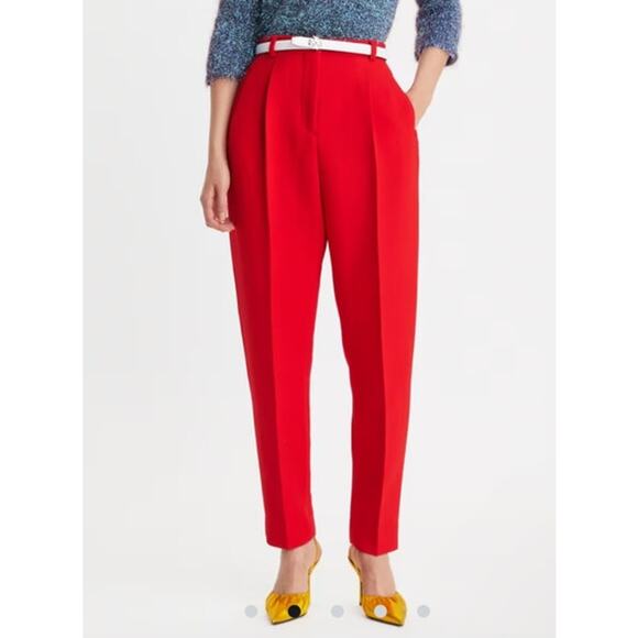 Tory Burch Double Faced Pleated Lined 100% Wool Pants Red Size 4 - Picture 1 of 13